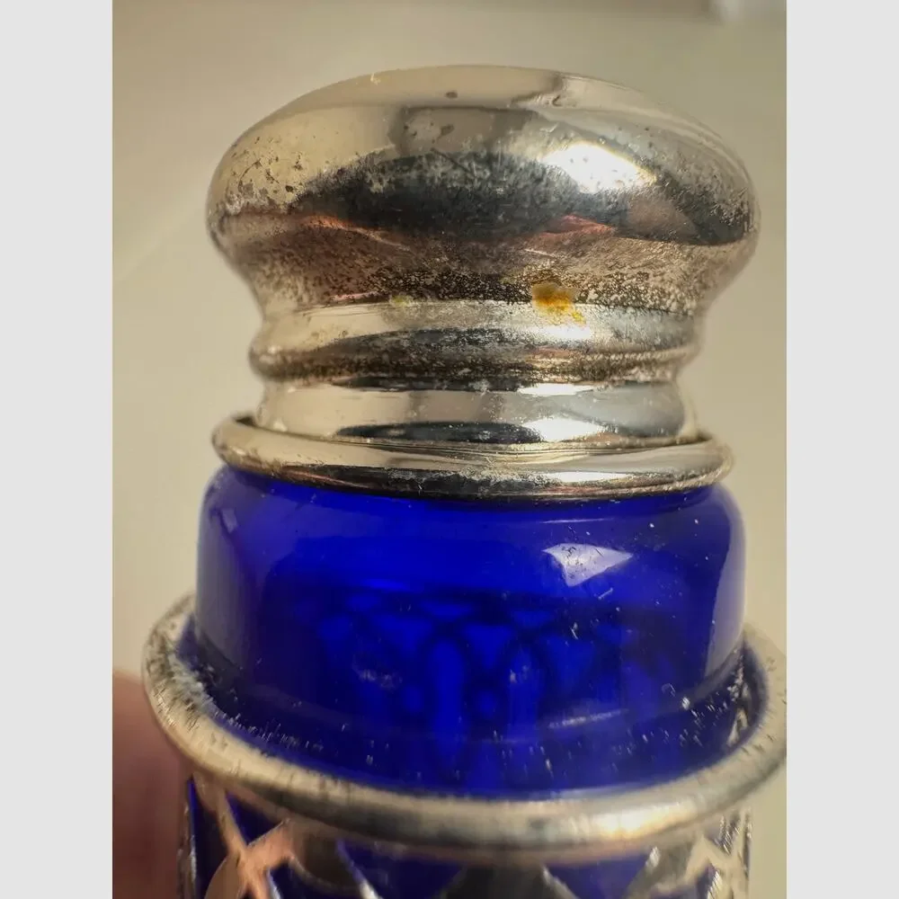 VIntage William Adams salt & pepper shaker set of 4 cobalt blue & silver plated